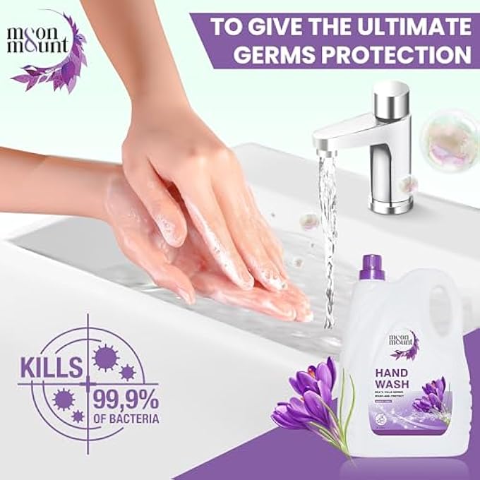 Moon & Mount HAND WASH PROTECTION FROM GERMS, HAND WASH LIQUIDS 5 LITER LIQUID HANDWASH FOR EVERYDAY USE (LAVENDER) - Image 3